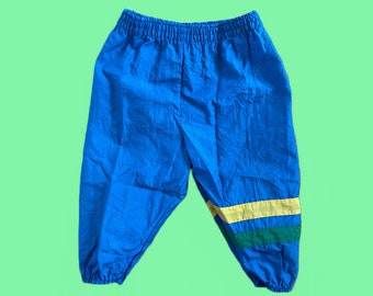 Vintage 1980s or 90s 12 month Old Striped Blue Windbreaker Retro Elastic Pants