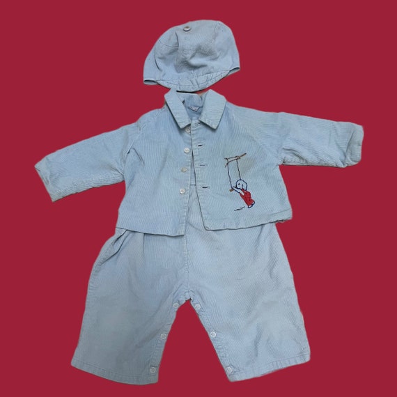 Vintage 60s Corduroy 3 Piece Toddler Boys Baby Bl… - image 1