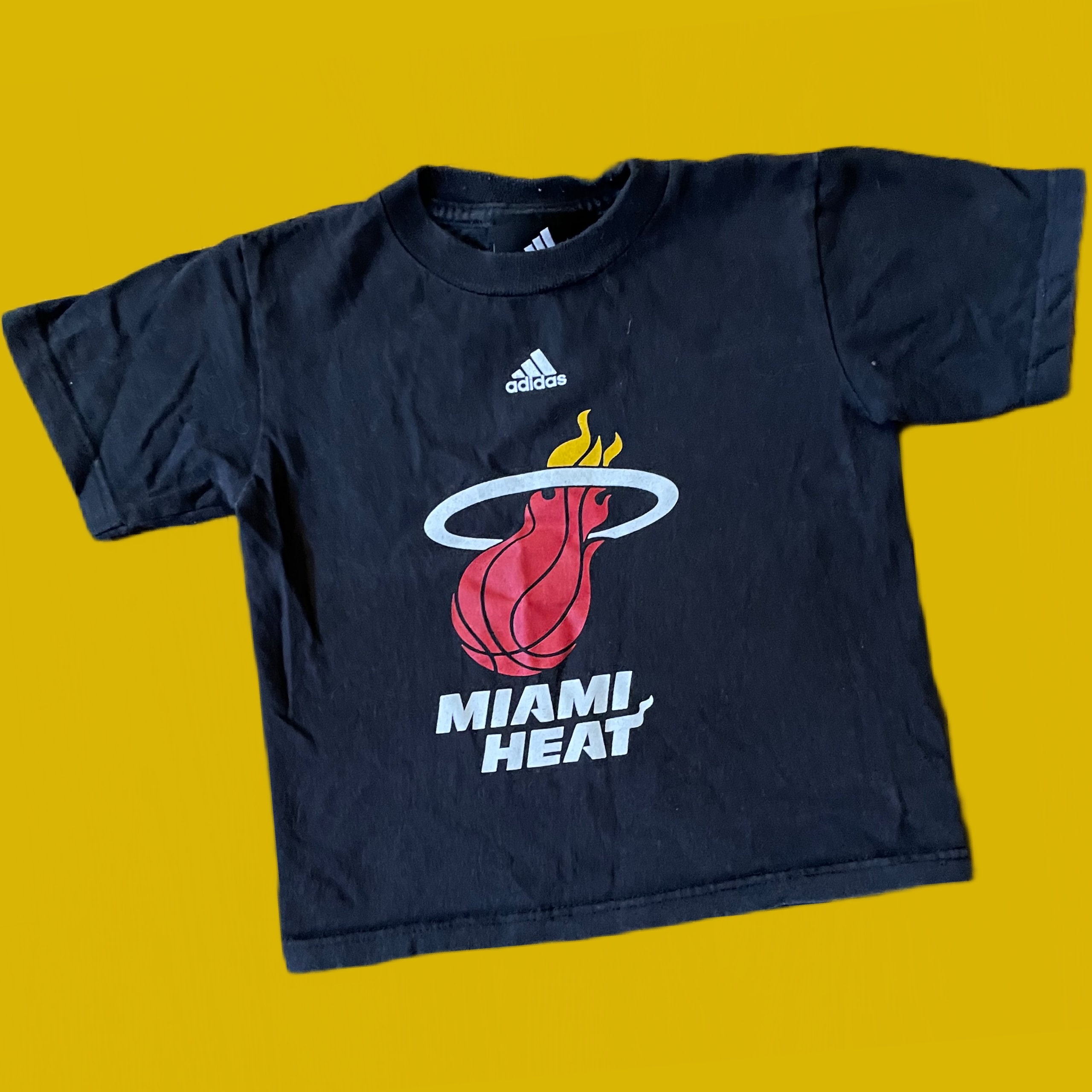 Adidas Miami Heat T Shirt Men Large Black Short Sleeve Logo NBA