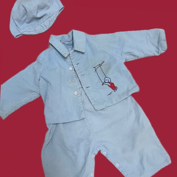 Vintage 60s Corduroy 3 Piece Toddler Boys Baby Bl… - image 8