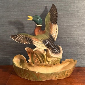 Large 1950s Vintage Ceramic Mallard Duck Planter / Lamp by Lane and Co.
