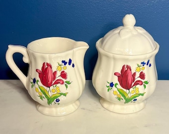 Rare Bon Vivant France Creamer and Sugar Bowl with Lid