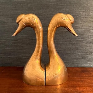 Large Brass Swan Bookends
