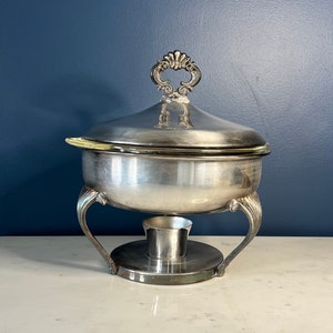 Vintage FB Rogers Silver Chafing Dish With Fireking Glass Insert