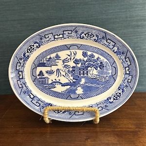 Vintage Homer Laughlin Blue Willow Oval Serving Platter