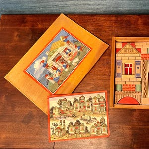 Vintage Complete Miniature Wooden Block Set Made by Juri in Germany