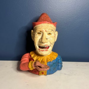 Antique 19th C. Cast Iron Mechanical Jester / Humpty Dumpty Coin Bank