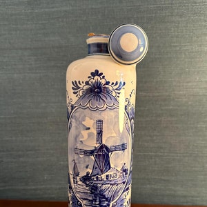Vintage 1950s / 1960s Blankenheym's Disty Rotterdam Delft Blue Brandy Bottle, Unopened and Full