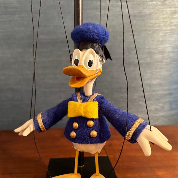 Rare, Vintage Limited Edition Donald Duck Puppet with Stand, Made by Bob Baker's Marionettes for Walt Disney