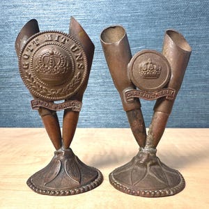 Portalápices antiguos de arte de trinchera de la Primera Guerra Mundial: Chateau Thierry y Sir De France