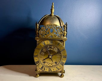 Antique 1800s German Winterhalder & Hofmeier Brass Lantern Clock