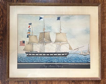 Framed Vintage Ship Sooloo Salem Maritime Art Print