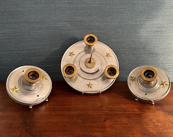 Set of Three 1940s Art Deco Light Fixtures