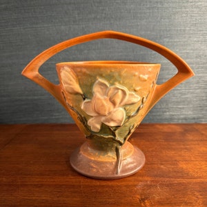 Vintage Roseville Magnolia Jardiniere binnenbak / vaas uit de jaren 40