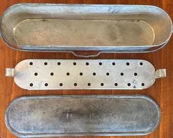 Antique French Aluminum Fish Poacher Pan Set