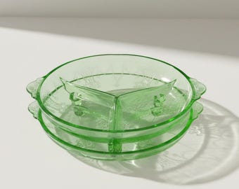 ヴィンテージ アンカーホッキング ウランガラス グリーンレリッシュ