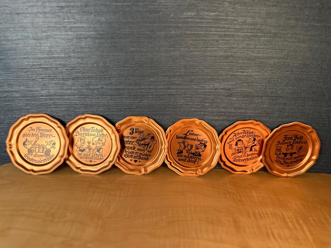 Vintage Set of Six Copper German Coasters - Etsy