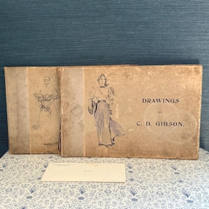 Two Antique Illustrated Books by Charles Dana Gibson Including &quot;Drawings&quot; published in 1894 and &quot;Pictures of People&quot; published in 1896