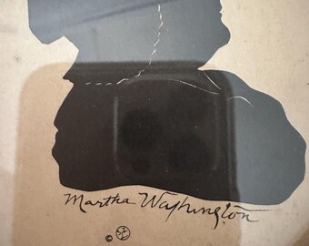 Quadro In Miniatura George E Martha Washington &ndash; Set Silhouette Per Casa Delle Bambole Scala 1:12