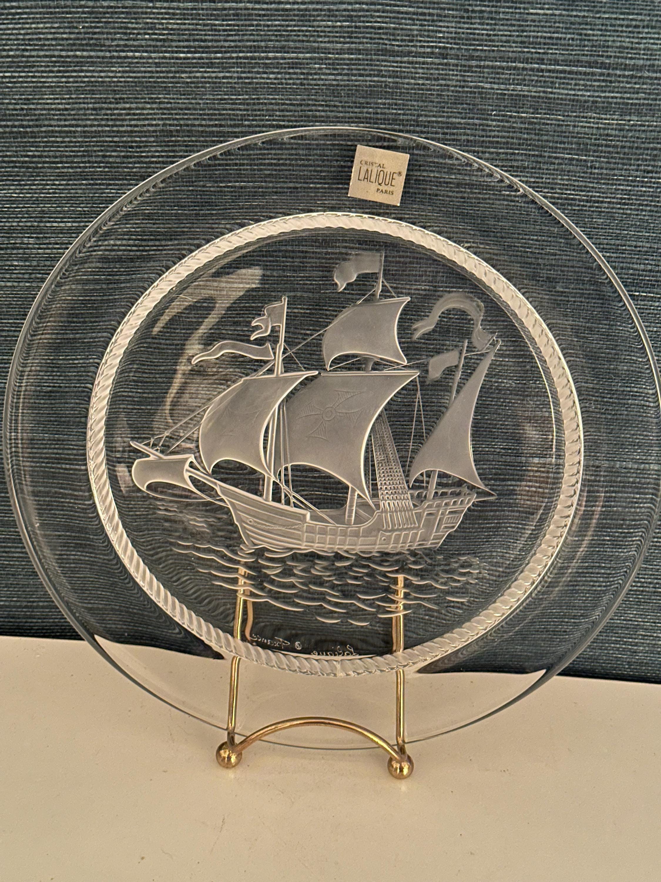 Vintage Lalique France Crystal Ship Plate With Original Sticker - Etsy