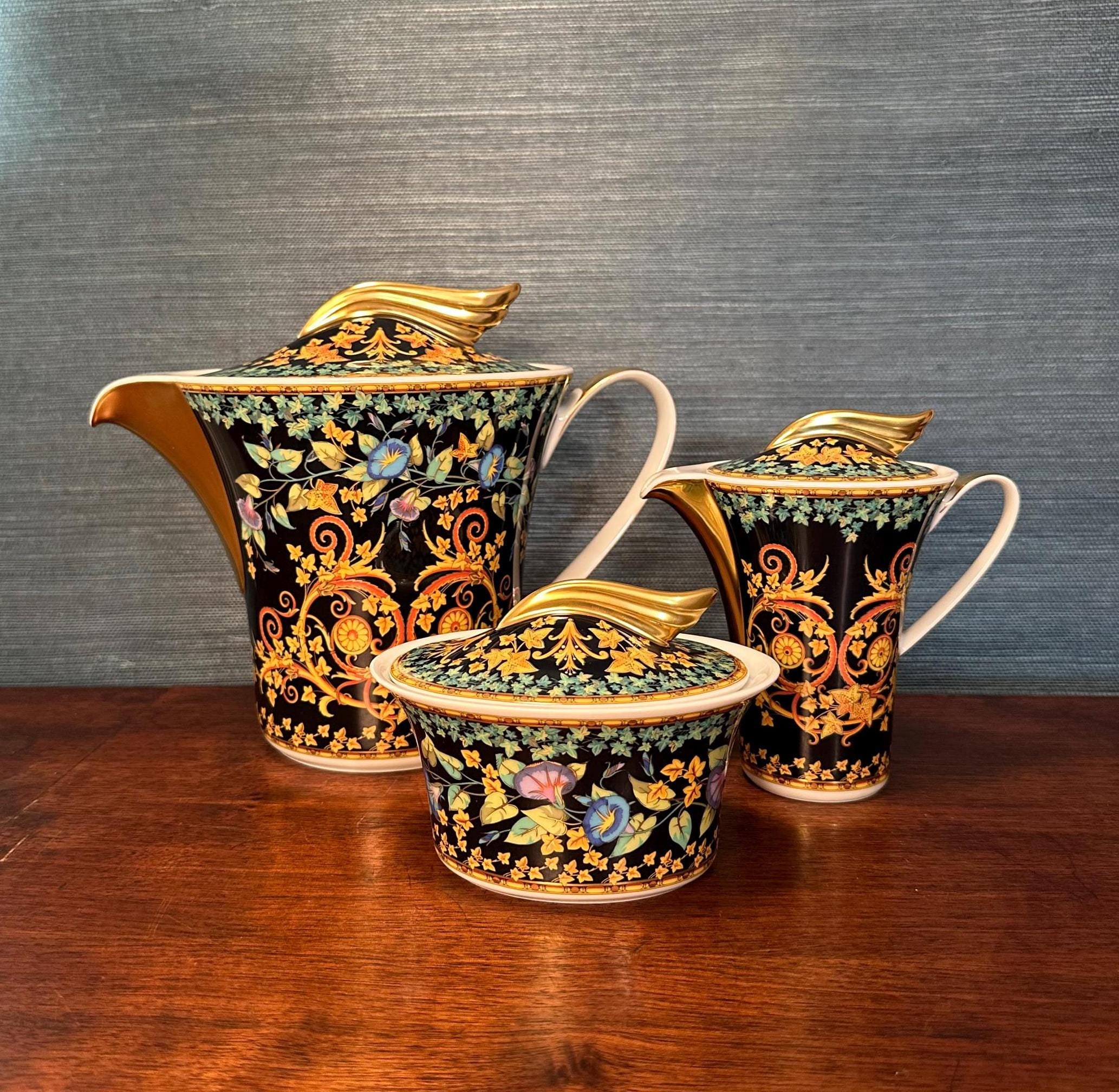 Vintage Unused Versace / Rosenthal 'gold Ivy' Coffee, Cream, and