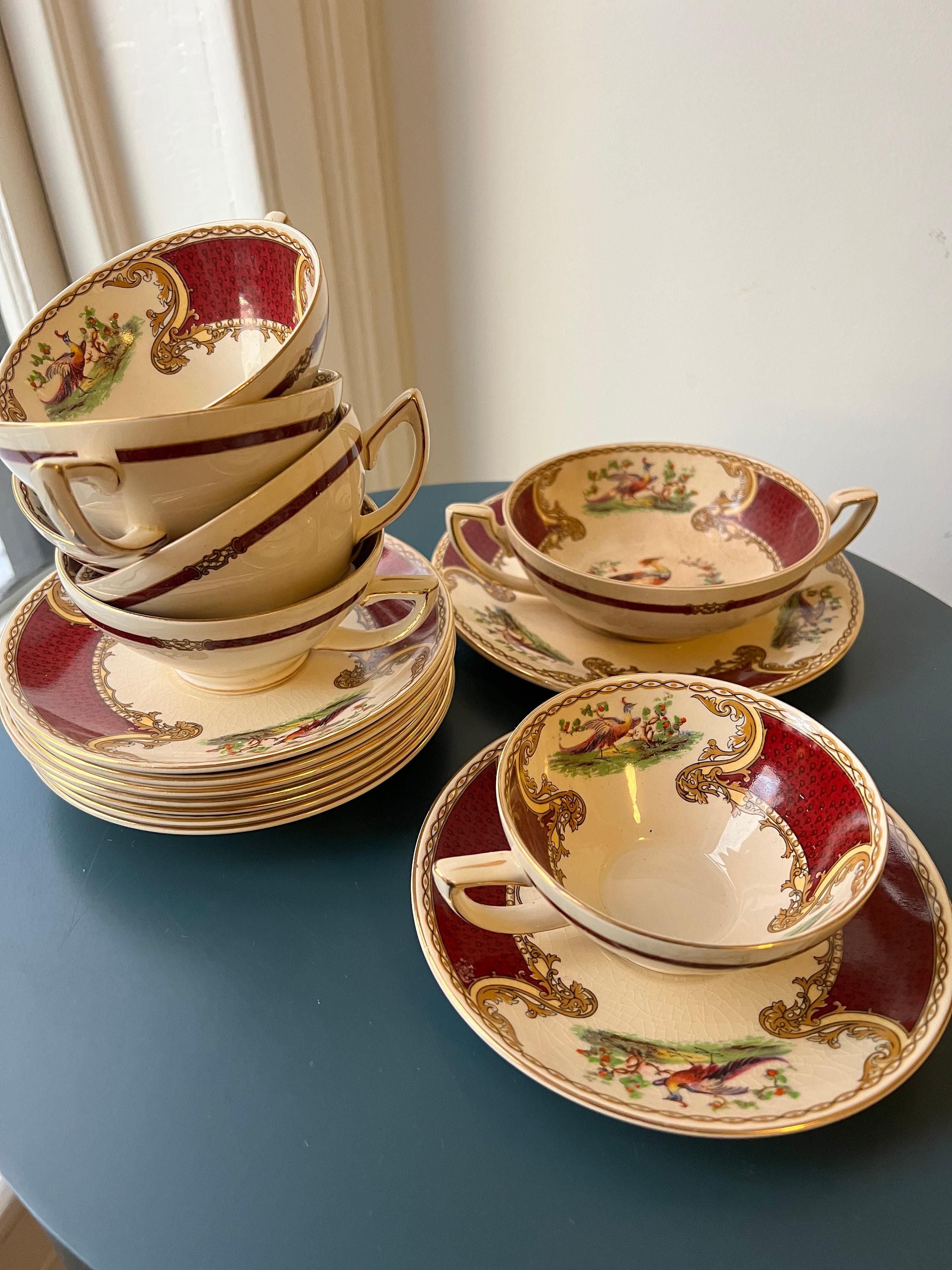 Lot of Antique Myotts Royal Crown Staffordshire England Chelsea 
