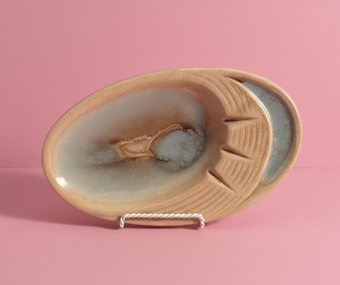 Vintage Freeman-mcfarlin Ceramic Ashtray: MCM Crackle Glaze, El