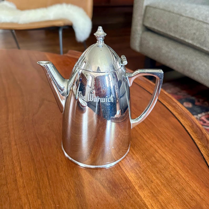 Vintage Stanley Hotel Silver Teapot - "The Warwick" Landers Frary & Clark Insulated Pitcher image 2