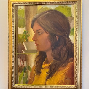 Vintage Original Framed Oil Portrait of a Young Woman by Artist J.R. Webb