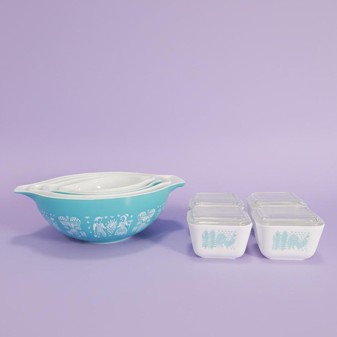 Vintage Pyrex Amish Butterprint Set: 1950s Bowls & Refrigerator