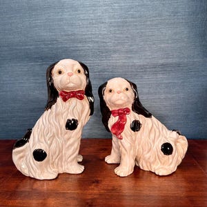Vintage Pair of Staffordshire-Style Ceramic Cocker Spaniel Mantle Figures