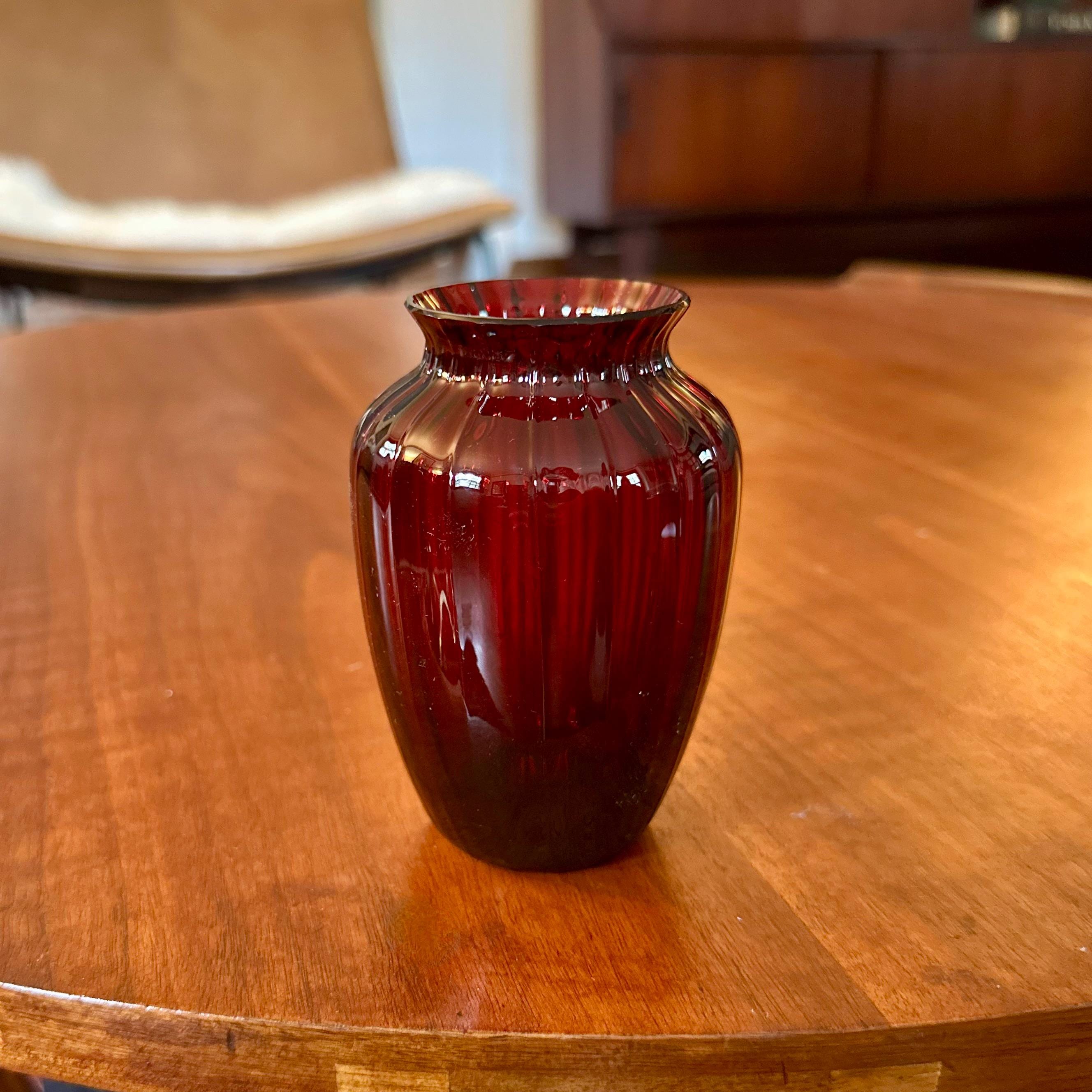 Red Crystal Vase - Etsy