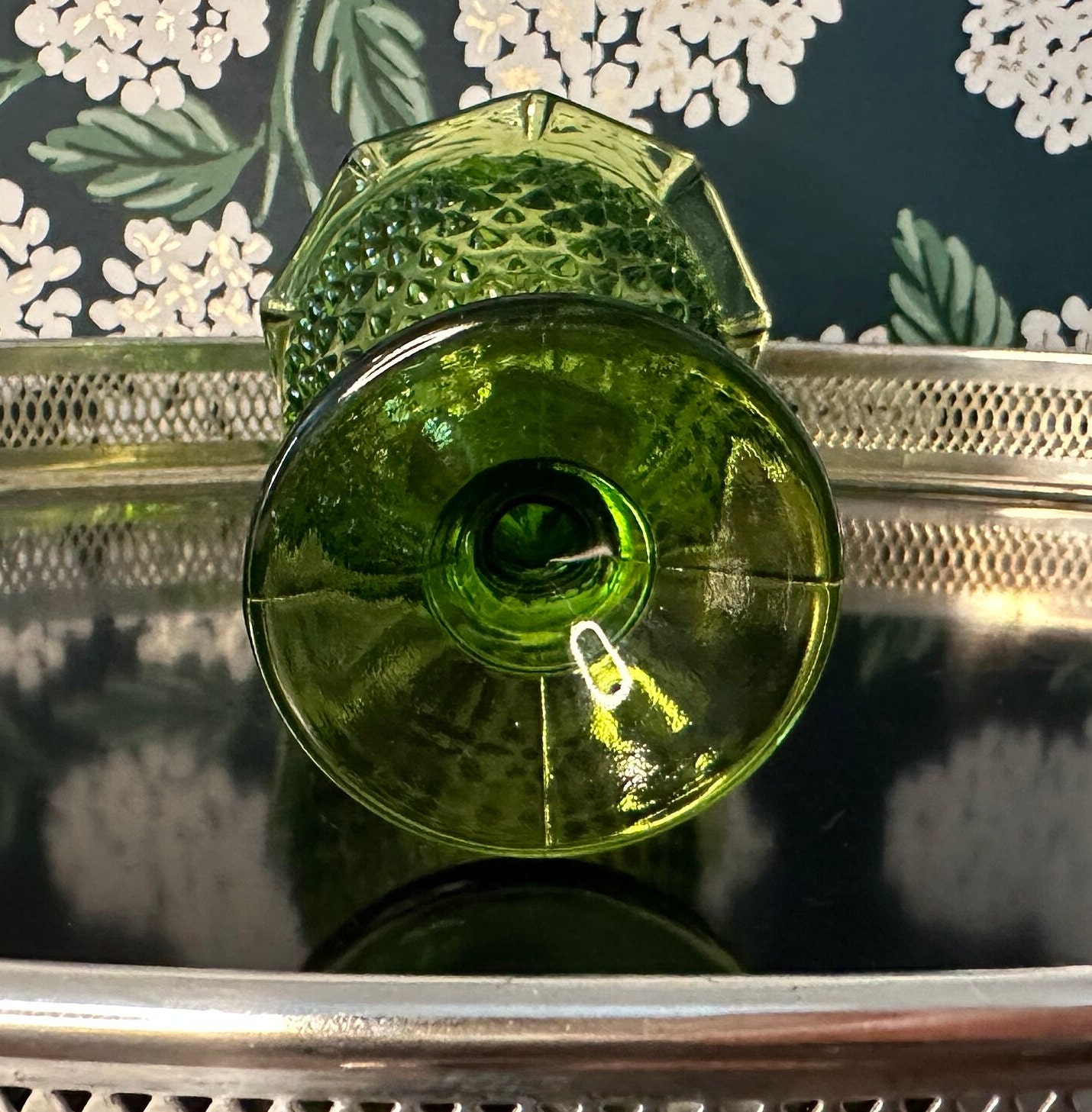 フェントン　ウラングリーンオパルセントホブネイル　キャンディディッシュコンポート フェントン ウラングリーンオパルセントホブネイル キャンディ