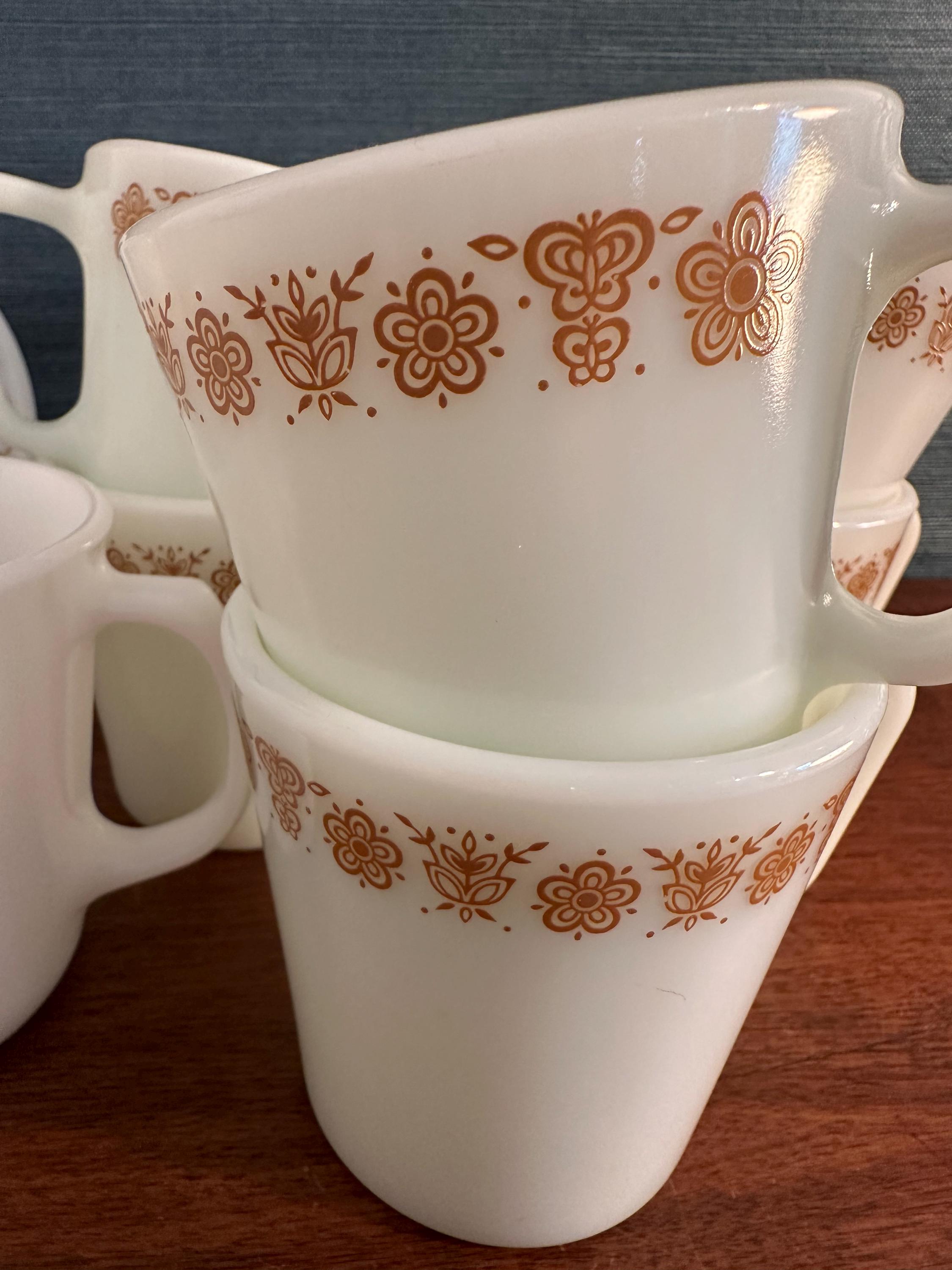 ヴィンテージ バタフライ ゴールド パイレックス セット：コーヒー