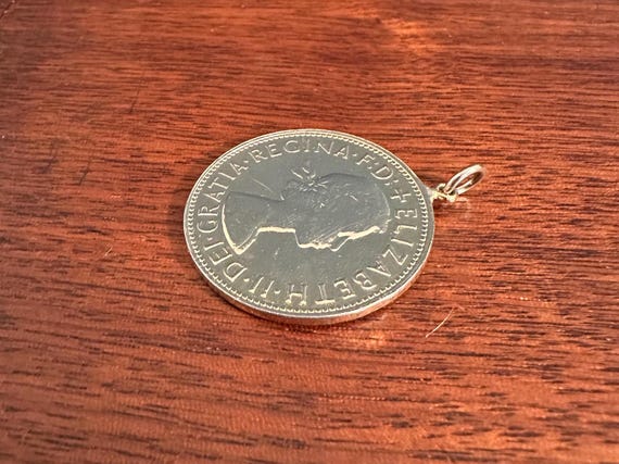1967 Queen Elizabeth II / King George Penny Coin Charm View 5