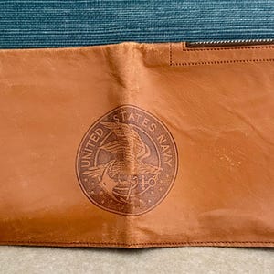 Vintage WWII US Navy Embossed Leather Zipper Pouch – Military Document Case
