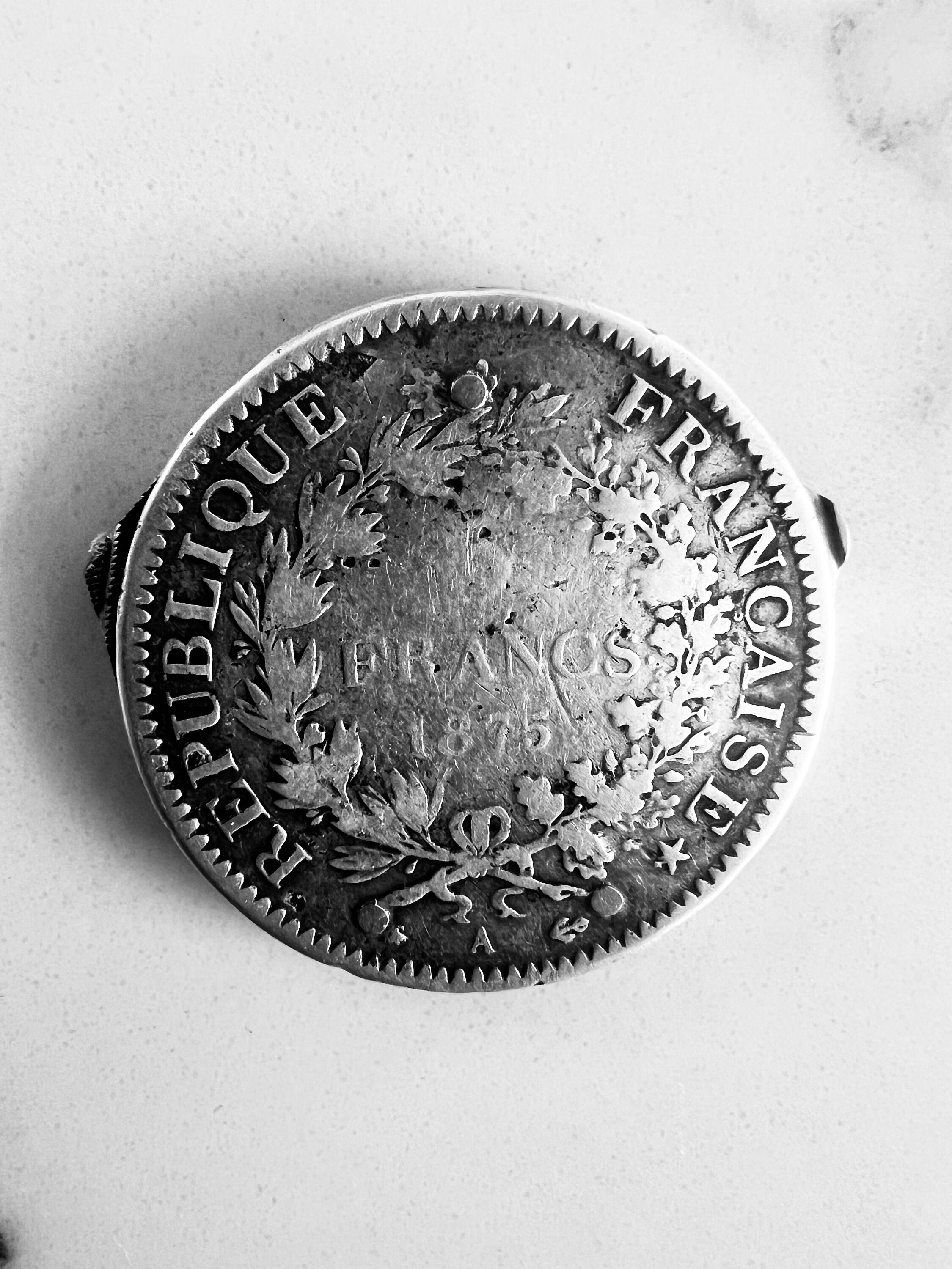 ELOI エロア コインナイフ フランスヘラクレス 5フラン銀貨 1875年 ELOI エロア コインナイフ フランスヘラクレス 5フラン銀貨 1875年