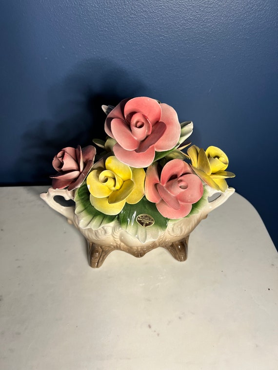 Antique Nuova Capodimonte Rose Floral Centerpiece - Etsy