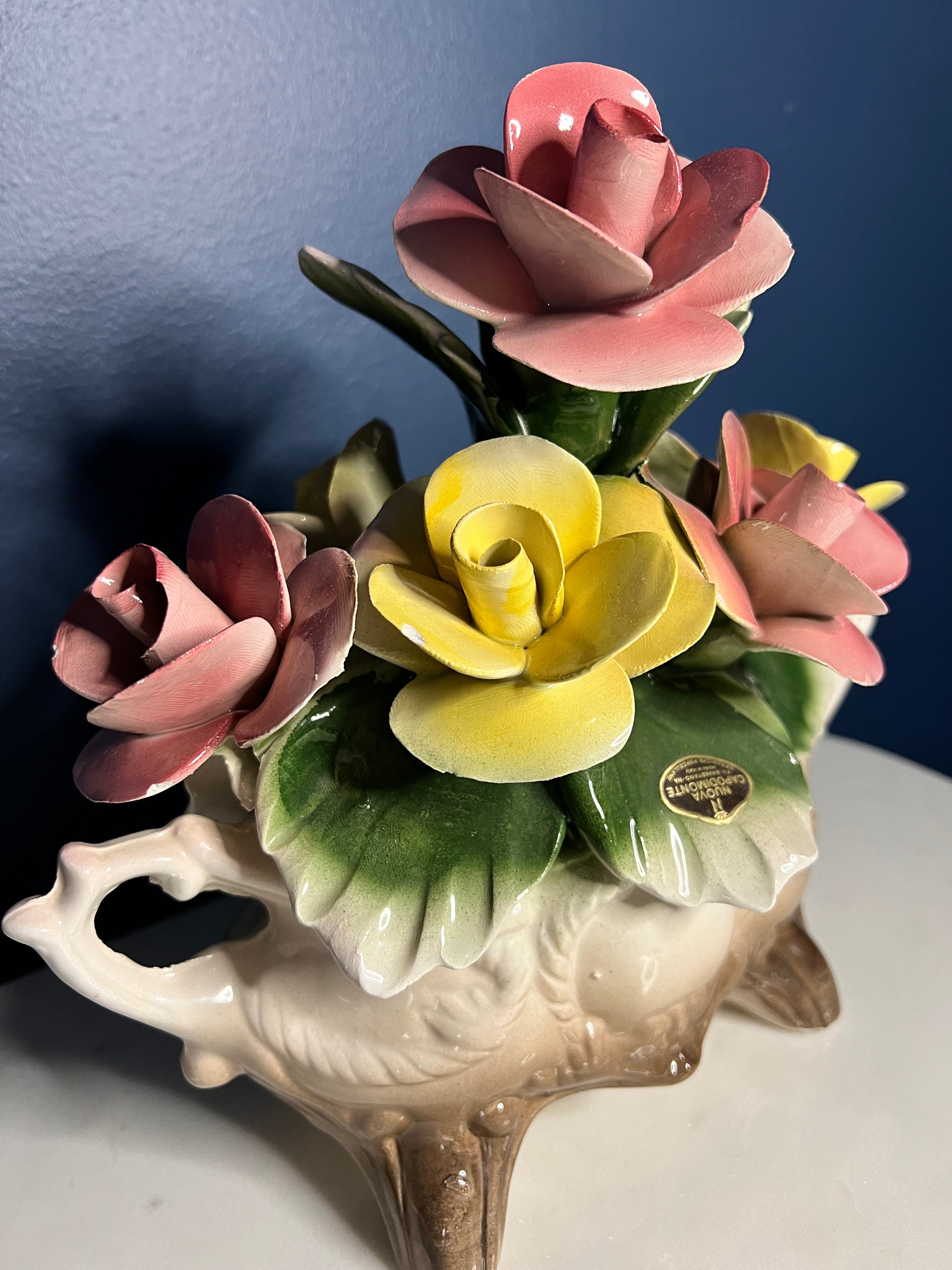 Antique Nuova Capodimonte Rose Floral Centerpiece - Etsy