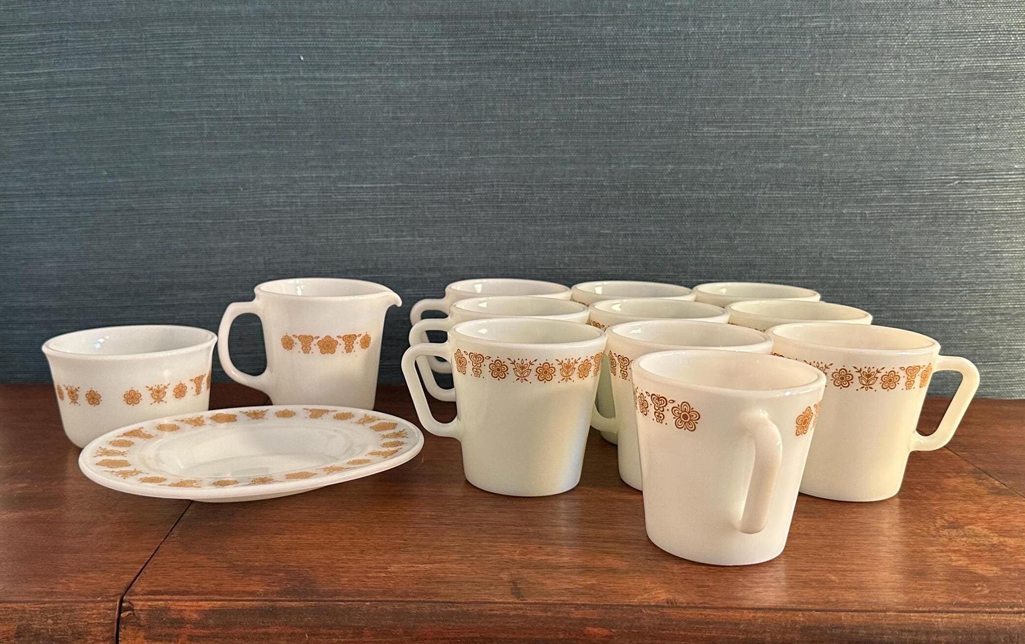 ヴィンテージ バタフライ ゴールド パイレックス セット：コーヒー