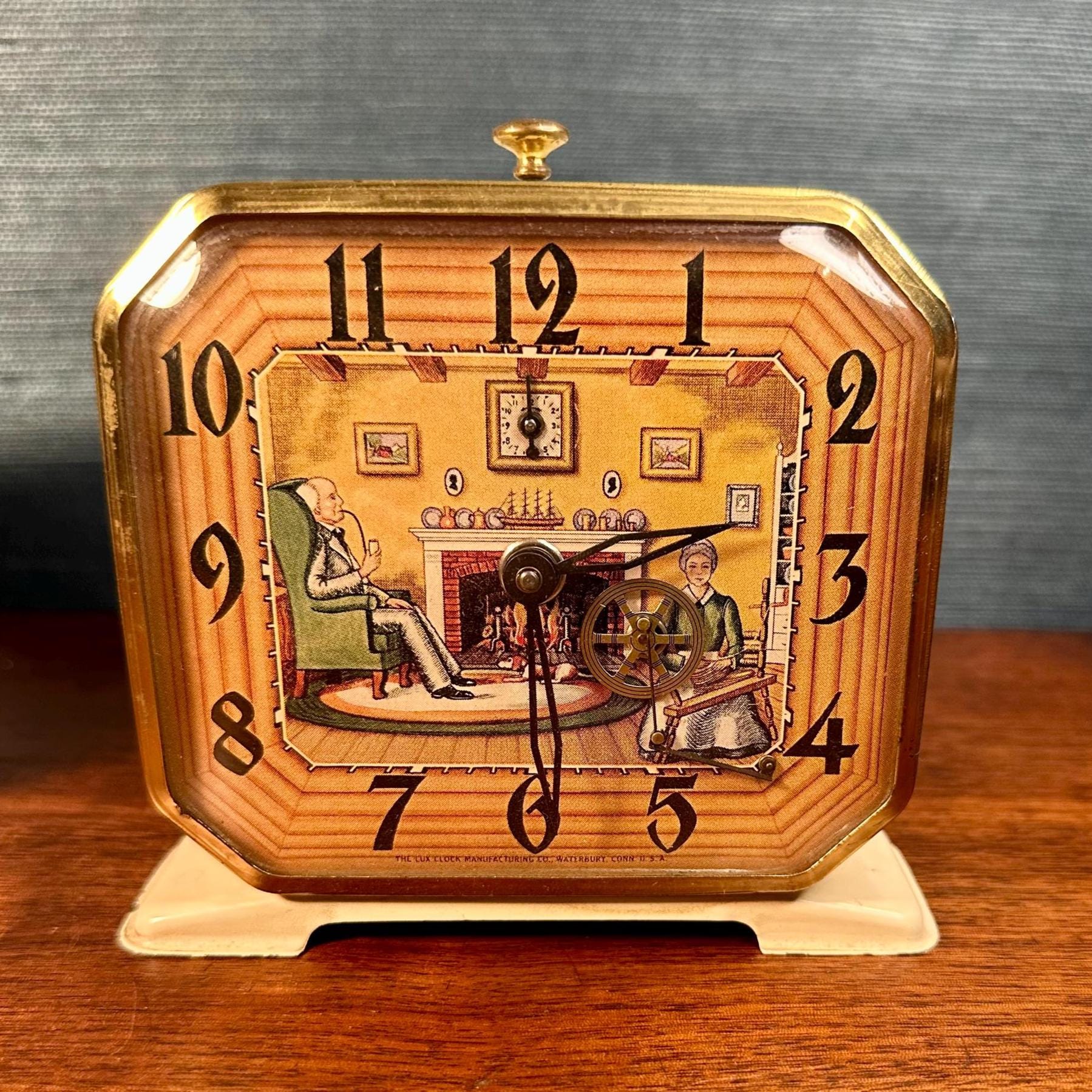 Vintage Lux Spinning Wheel Alarm Clock: 1930s Animated Americana