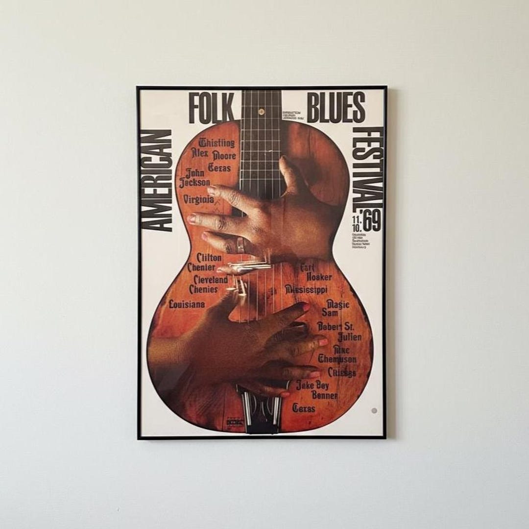 Vintage 1969 American Folk Blues Festival Poster by Gunther Kieser
