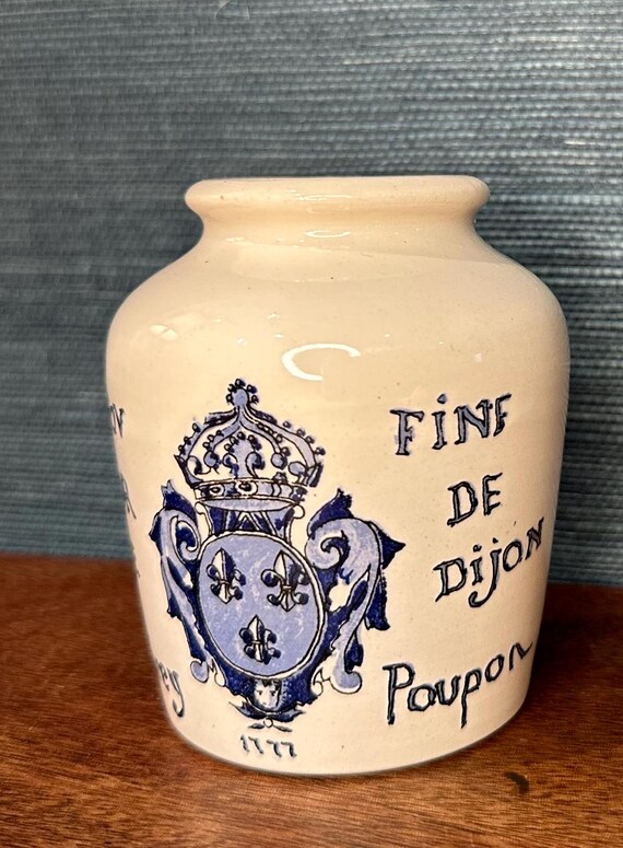 Vintage Grey Poupon Jar: French Blue & White Mustard Pot - Etsy