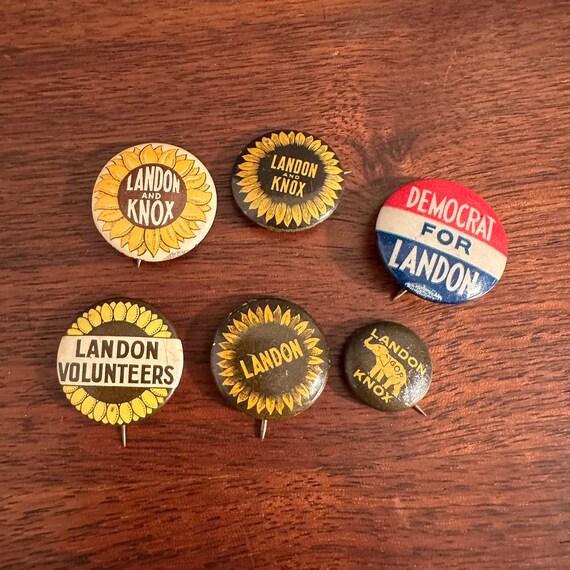 Lot of Six 1936 Landon / Knox Presidential Campaign Pinback
