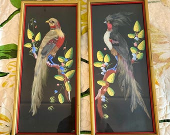 メキシコ製 絵画 メキシコ雑貨 ビンテージ アンティーク 鳥の絵