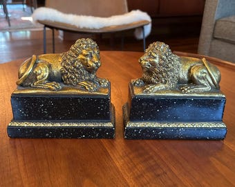 Vintage Borghese leeuwenboekensteunen, gemaakt in Italië.