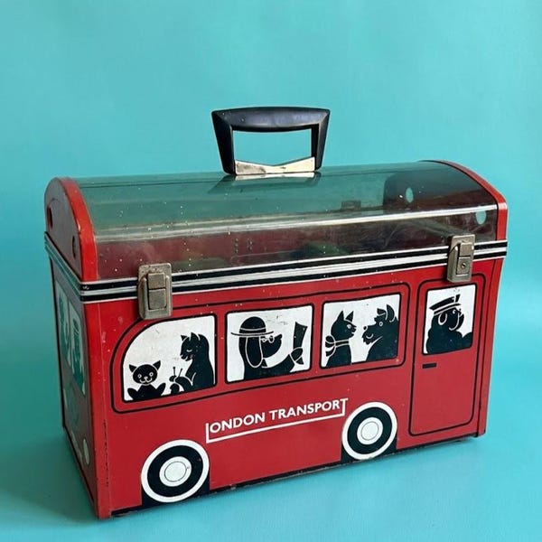 Transportín de mascotas para autobús londinense ALCO vintage de los años 70