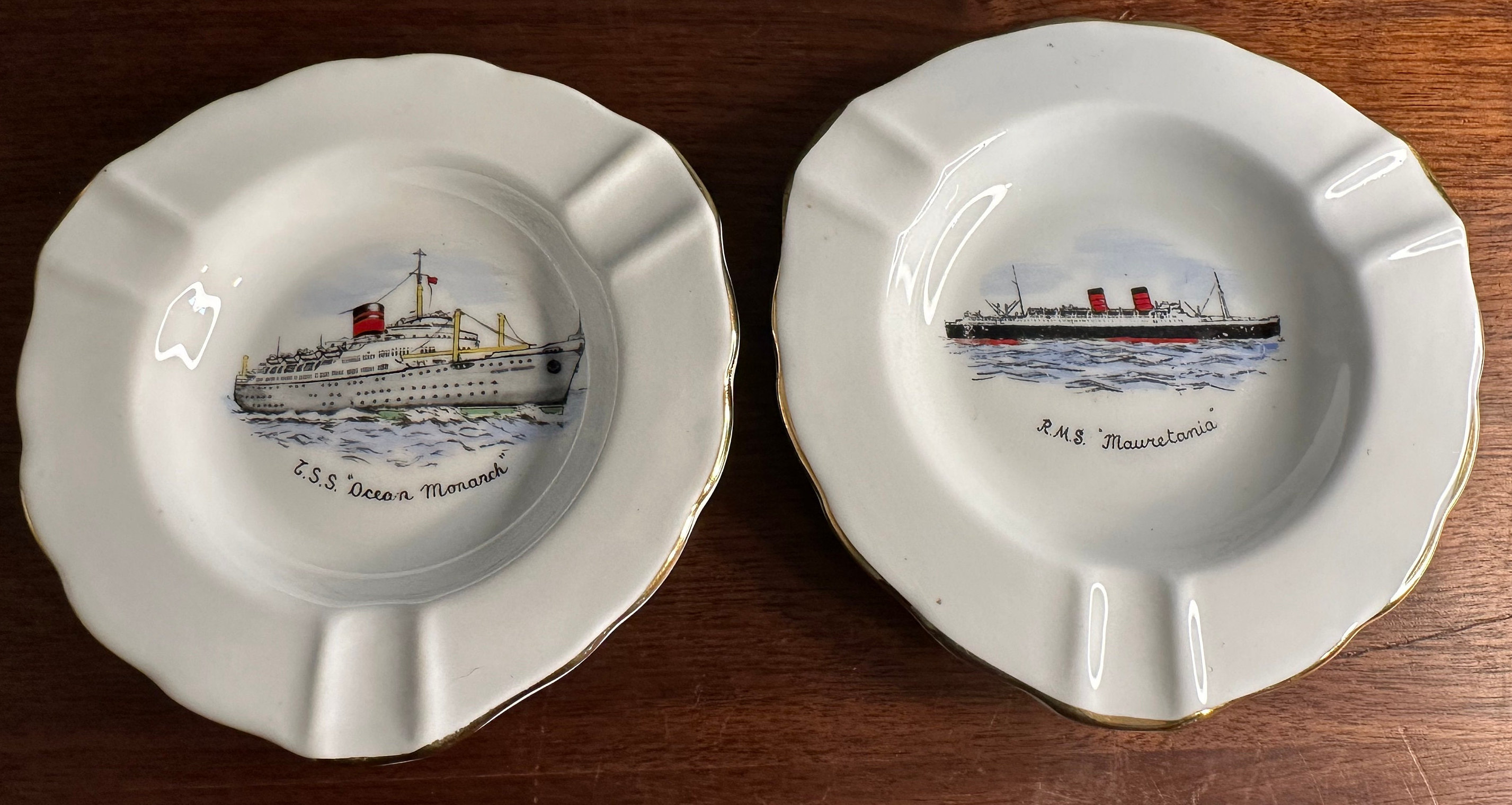Vintage Pair of Salisbury Bone China Ashtrays Commemorating the