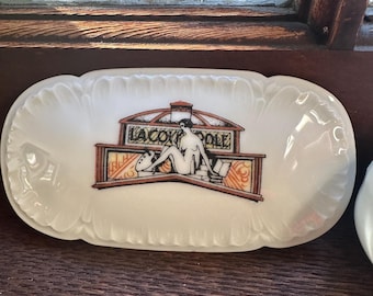 Vintage Royal Limoges Francia La Coupole París Publicidad Caja de baratijas de porcelana