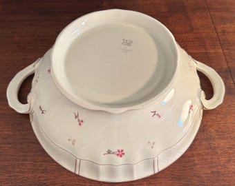 アンティーク ベルナルド リモージュ 手描き磁器 八角形ボウル 花柄